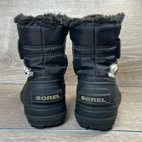 Sorel Snow Commander Warm Waterproof Black White Toddler Size 5 Fur Lined Boots - Picture 4 of 11